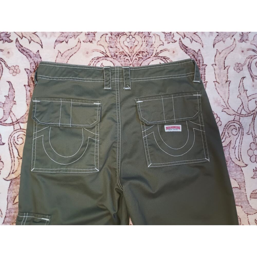 True Religion Bobbi Baggy Cargo Joggers Womens 26 Green Streetwear Utility - Picture 3 of 12